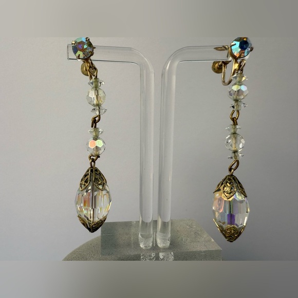 Frosted glass AB crystal necklace with earrings set - Picture 3 of 5